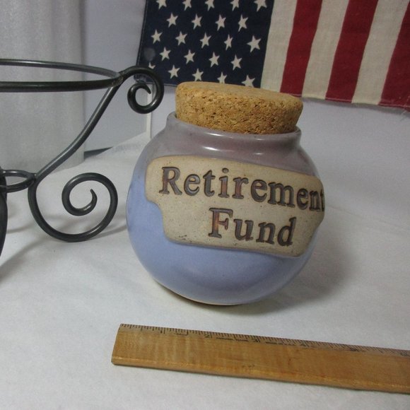 Handcrafted Pottery Jar & Stand Retirement Money Fund - Picture 5 of 12